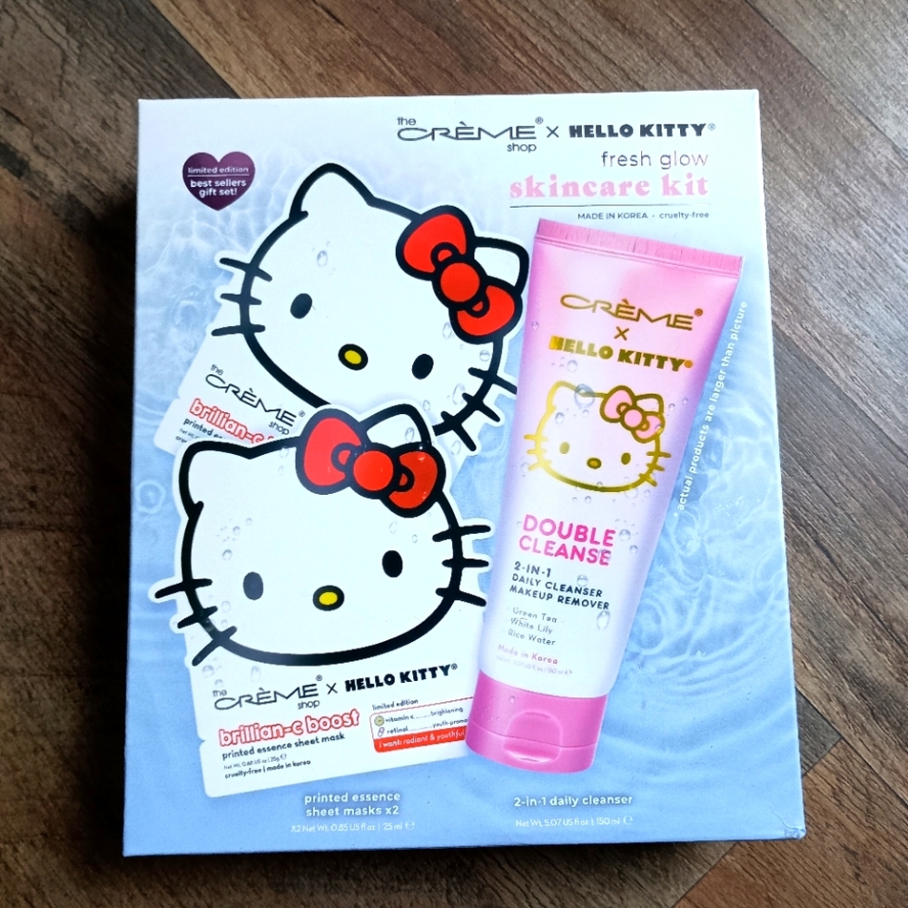[The Creme Shop] Hello Kitty Fresh Glow Skincare Kit/Double Cleanse + Sheet Mask